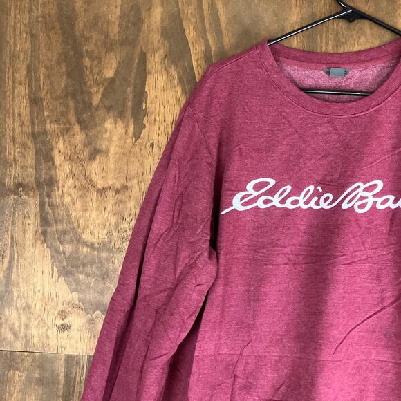 Eddie Bauer Womens Sweatshirt Maroon Crew Neck Fleece Pullover Long Sleeve XL - Picture 4 of 12
